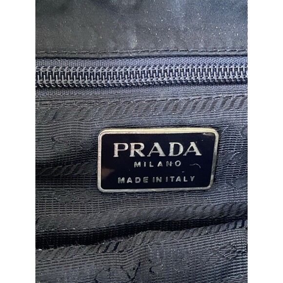 Authentic PRADA TESSUTO SILVER CHAIN / Leather Nylon Backpack - Black Silver - Picture 8 of 16